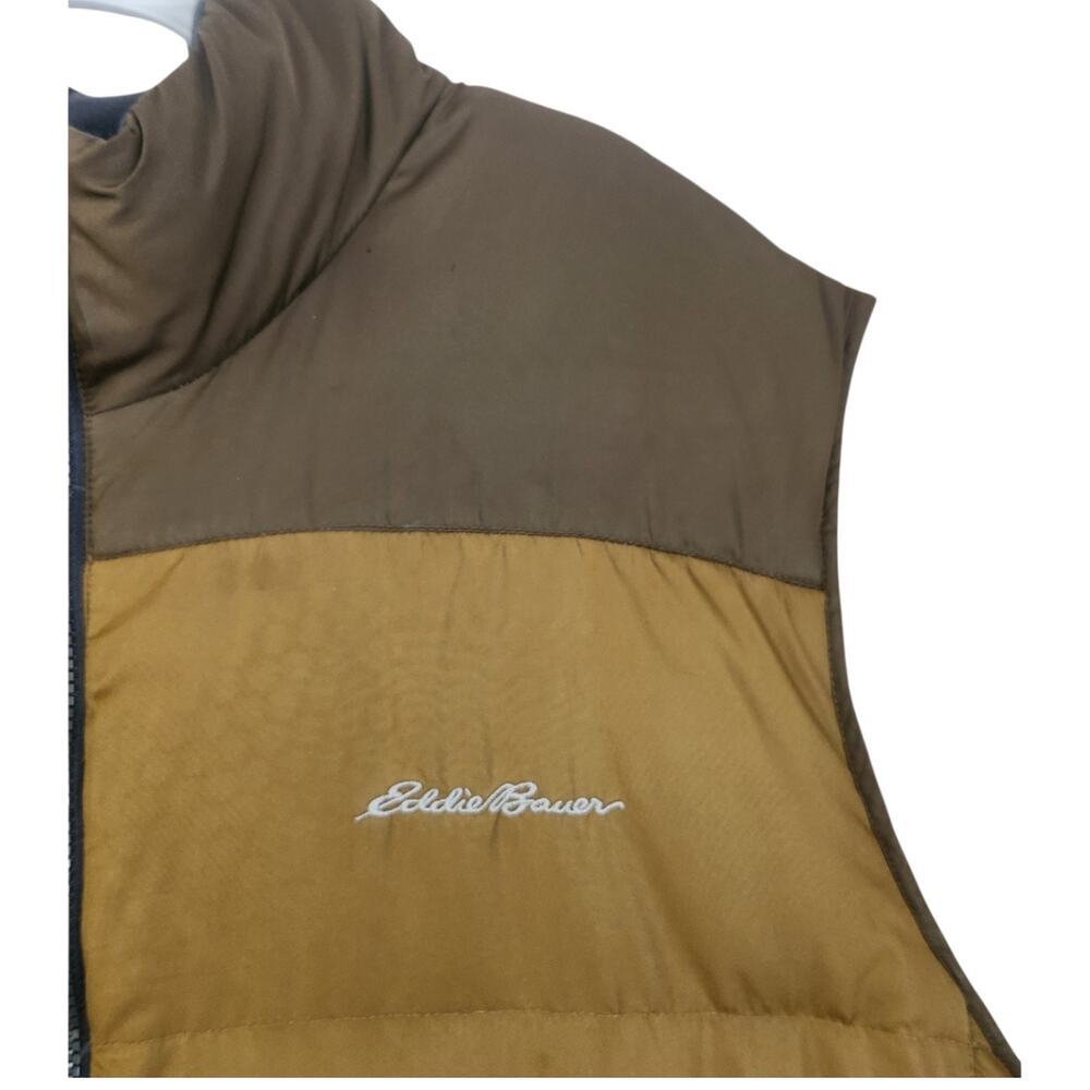 Eddie Bauer 650 Down Puffer Vest Mens XL Brown Gold Full Zip Insulated Quilted - Picture 6 of 14